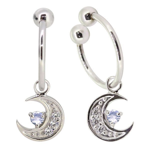 イヤーカフ レディース 揺れる 月 イヤリング ロイヤルブルームーンストーン プラチナ 三日月 両耳用【受注生産の為8～10営業日程度で発送】