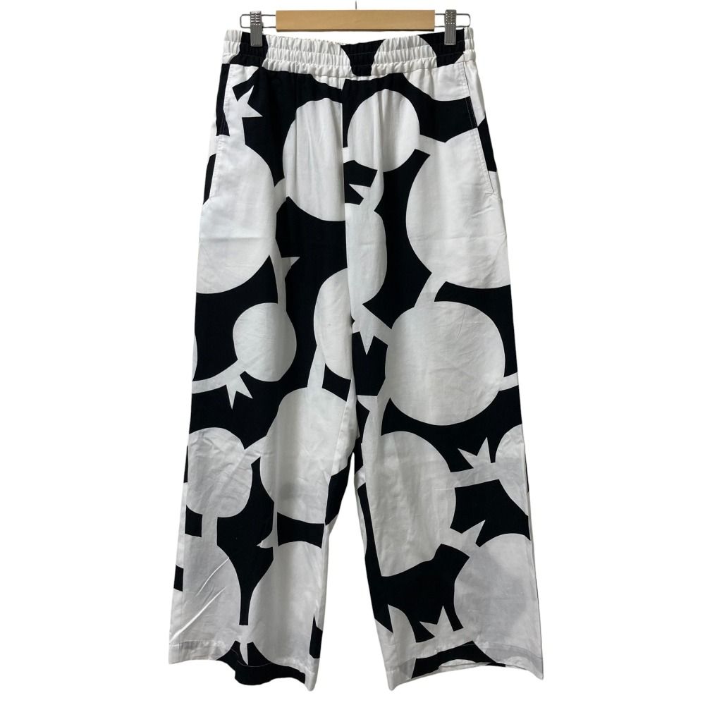 25SS Y s ワイズ ヨウジヤマモト 2 SPIKY POKA DOTS イージーワイドパンツ YP-P44-031 ホワイト×ブラック レディース 古着