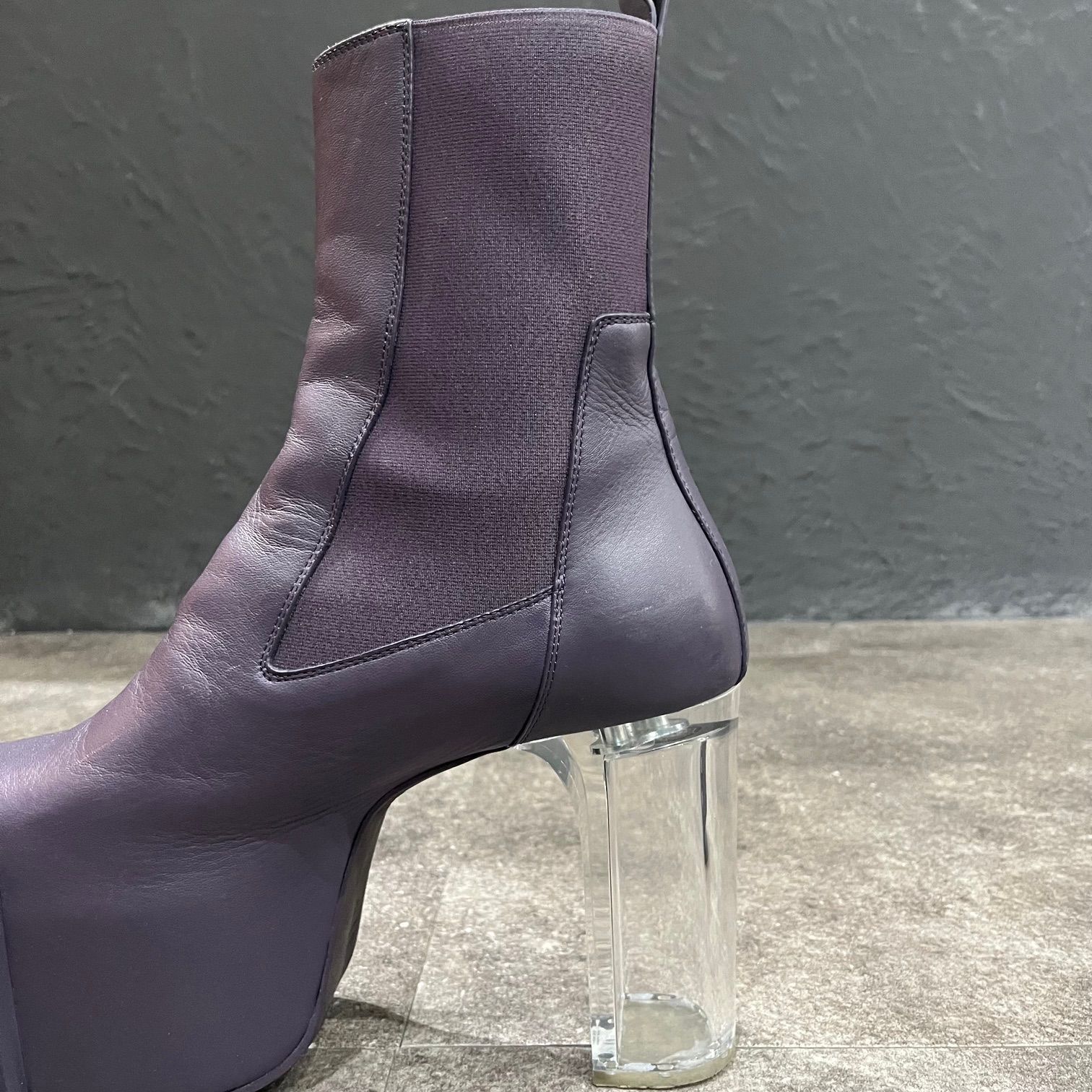 【正規品】Rick Owens バーガンディ Rhino Kiss ロングブーツ Rick Owens Kiss Boots サイドゴアブーツ(RICK OWENS(リック