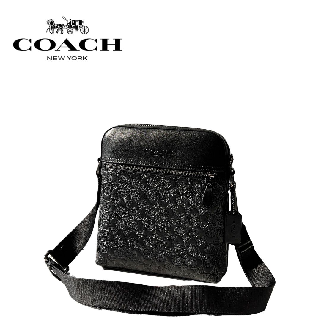 COACH コーチ F73338 ショルダーバッグ クロスボディ デボスド シグネチャー メンズ ブラック 斜め掛け アウトレット - メルカリ