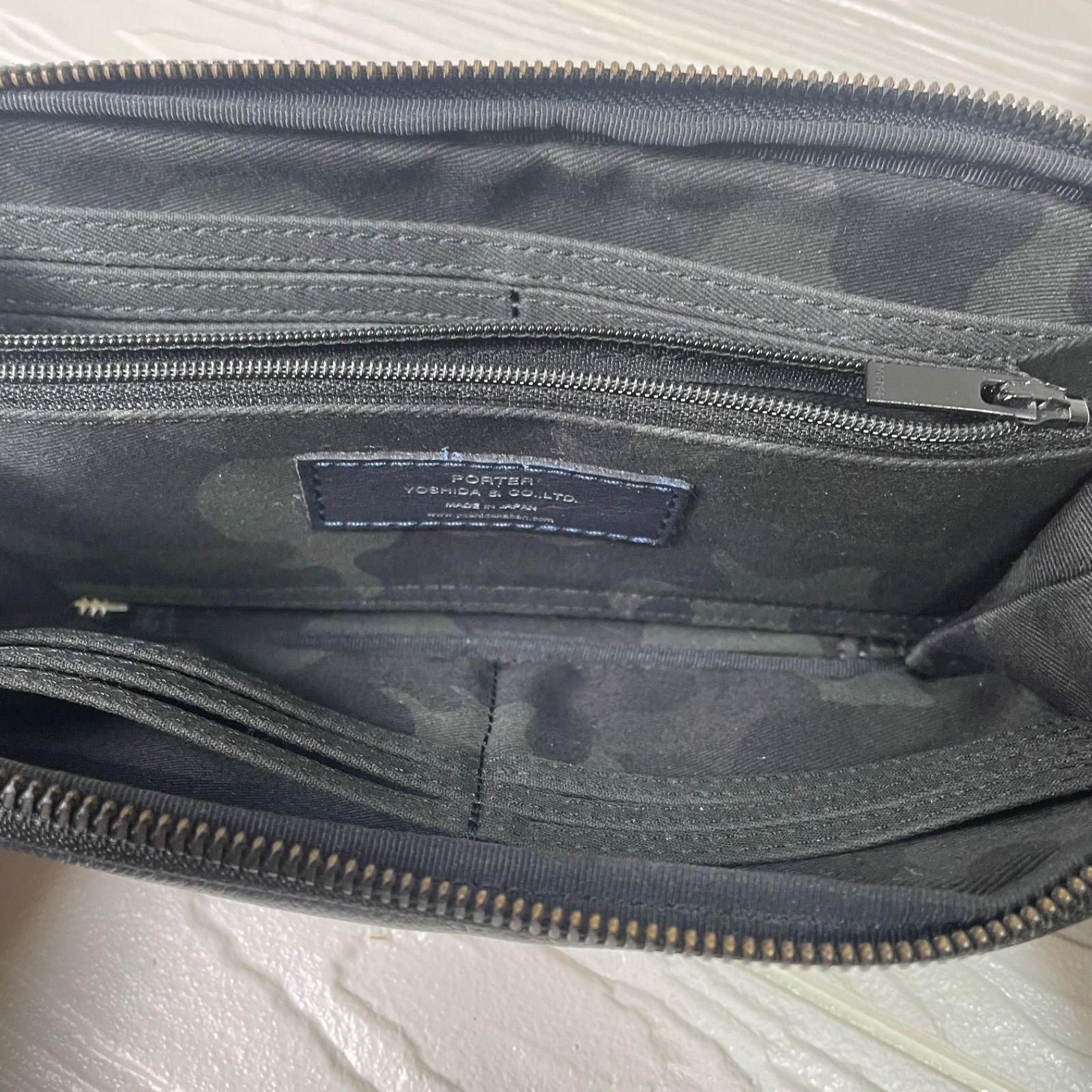 ポーター Porter ネイビーレザー 長財布 ラウンドジッパー ポーター