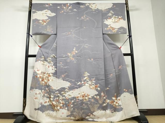 平和屋着物●訪問着　雲取り草花文　金彩　鈴乃屋扱い　正絹　逸品　DAAV4851ud 平和屋着物○訪問着 雲取り草花文 金彩 鈴乃屋扱い 正絹 逸品