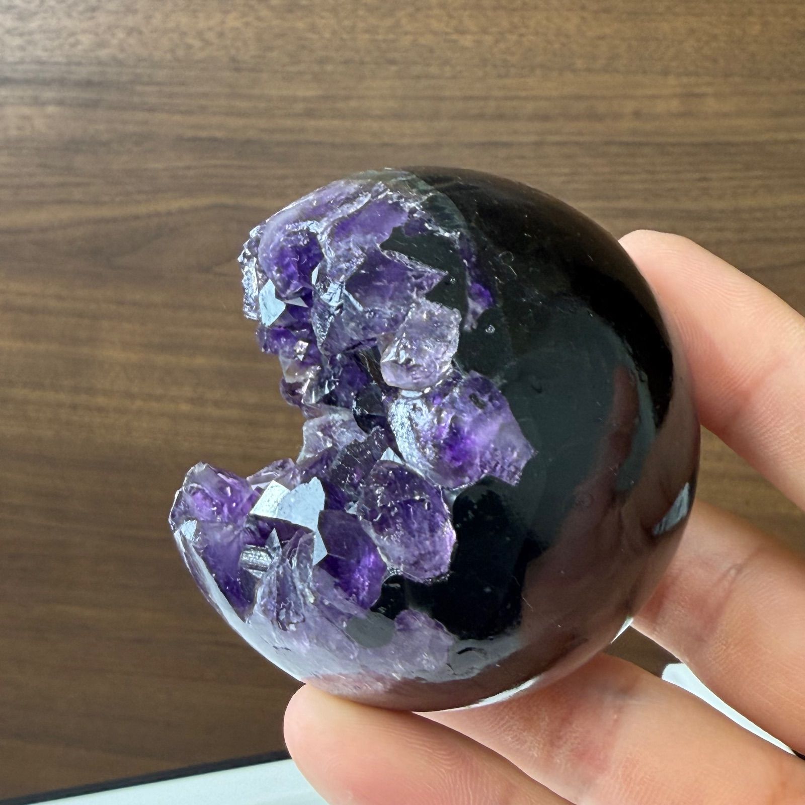 現品 天然石 パワーストン 笑口 アメジスト 丸玉 置物 【公式通販】