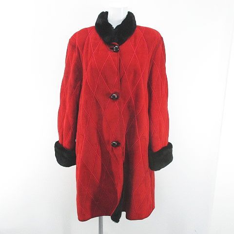 Warm Snow Shearling ムートンコート ロング丈 ファー 42 赤系 レッド 
