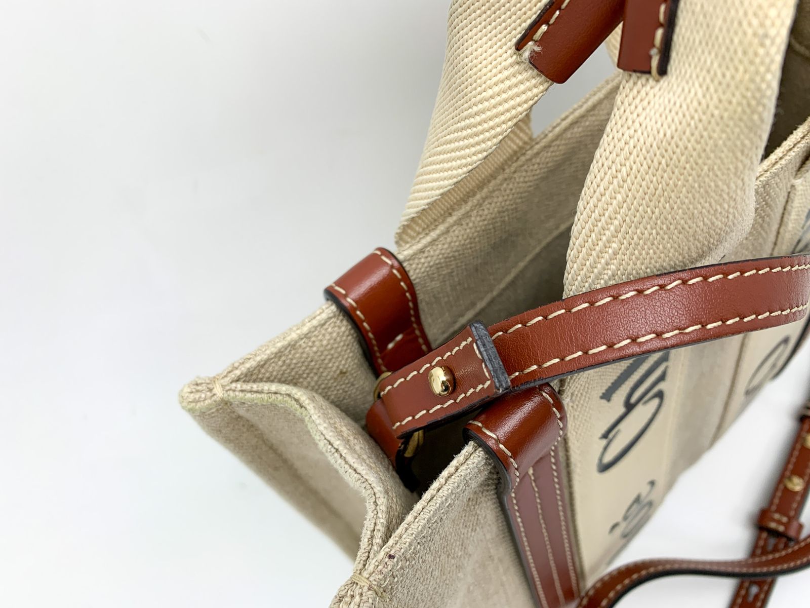 Chloe クロエ WOODYスモールトートバッグ White&Brown ホワイト 
