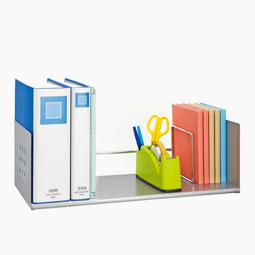 まとめ買い プラス ブックスタンド L型 間口60cm シルバー BS-600L 3台セット