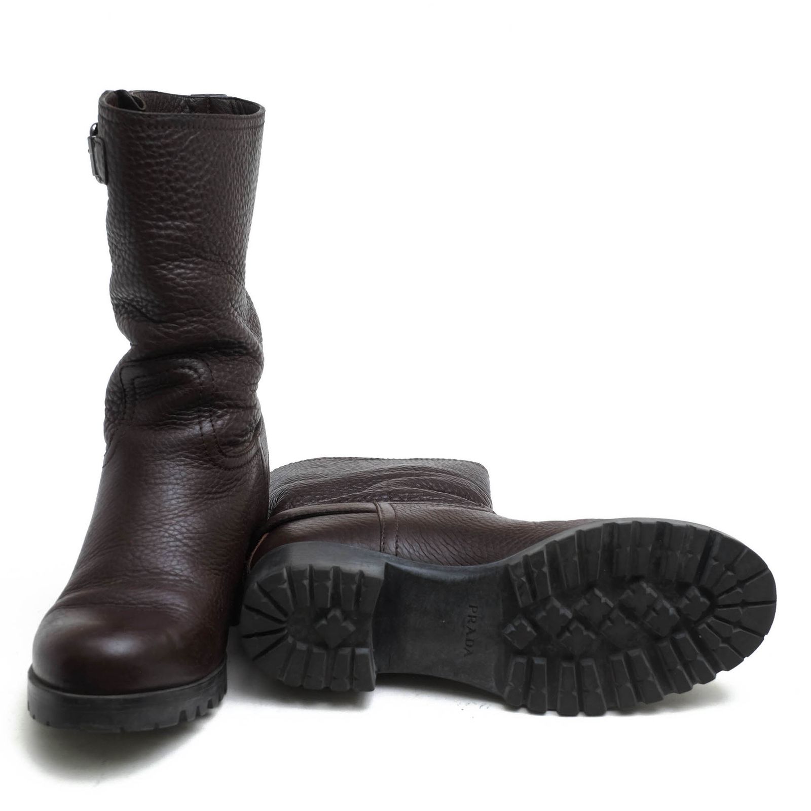 PRADA プラダエンジニアブーツ 黒/茶色