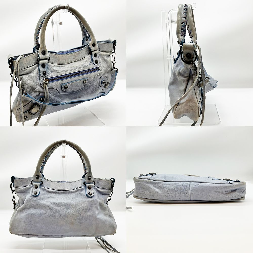 バレンシアガ ザファースト ハンドバッグ ブルー Bランク 103208 BALENCIAGA