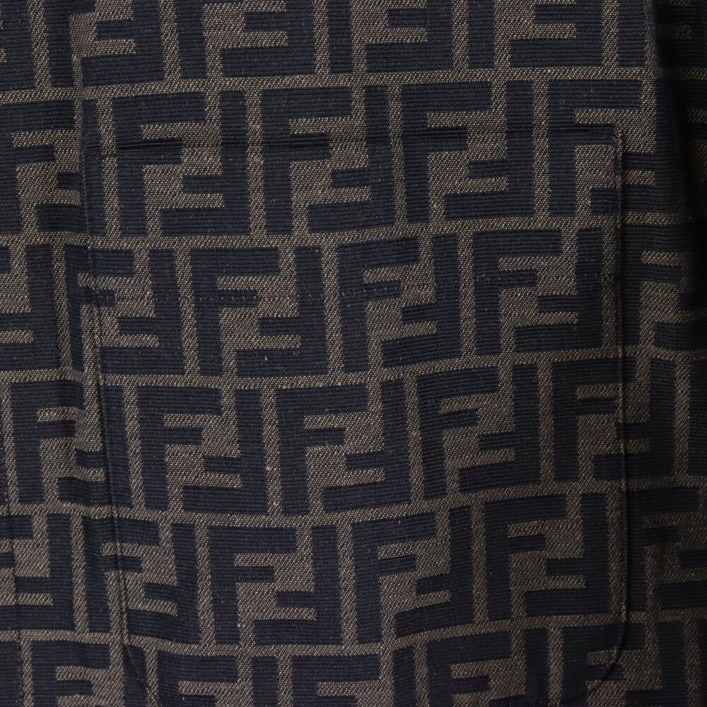 FENDI フェンディ 23AW FFジャカードファブリック ジャケット ズッカ柄 ブルゾン FW1141A6WJF1440 ブラウン FENDI (フェンディ) 23AW FFジャカードファブリック ジャケット ズッカ