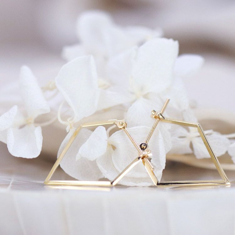 18金 ピアス レディース 地金 ペンタゴン スナップ式 イエローゴールド  