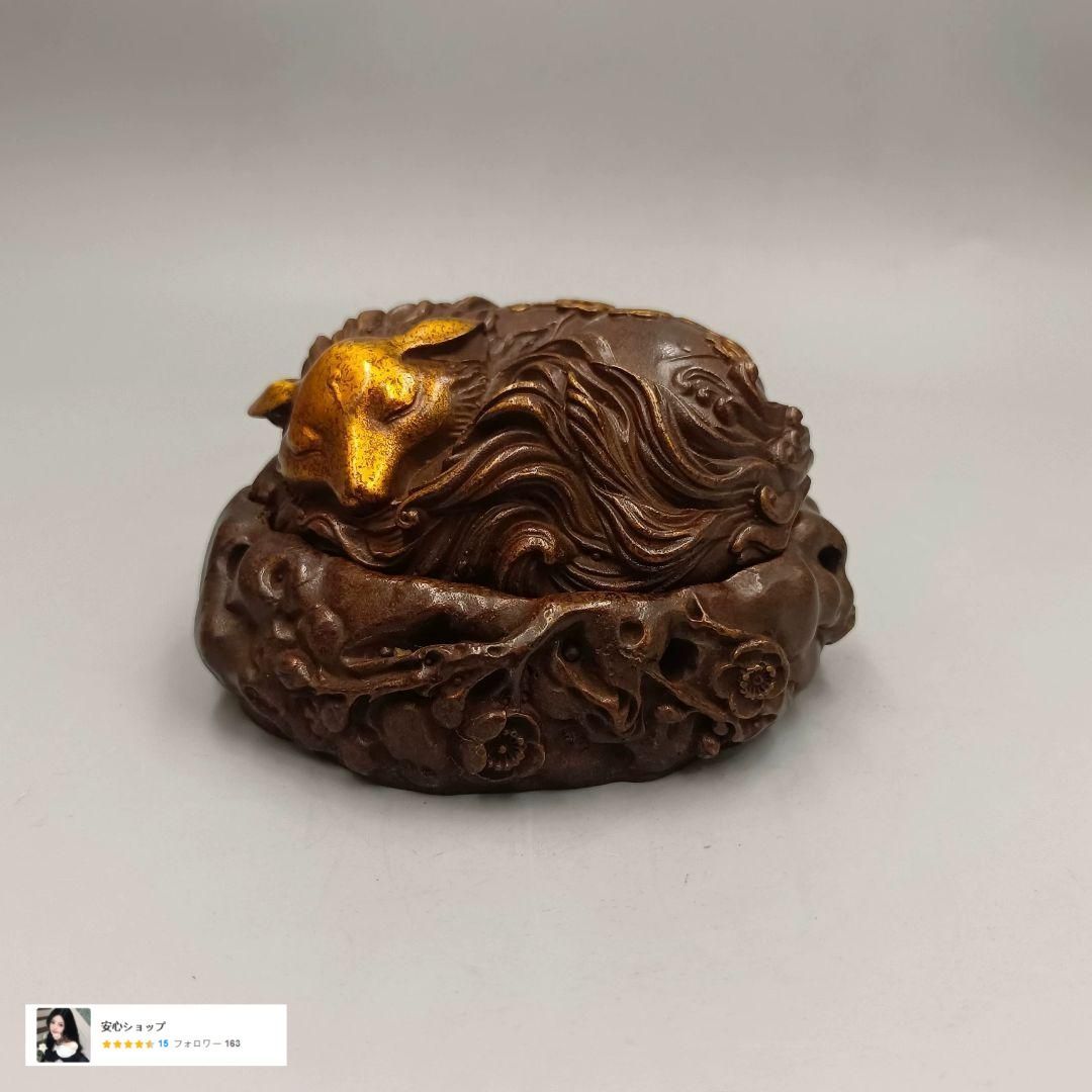 銅製 梅花狐香炉 吉祥九尾狐 茶室禅意薫香炉 装飾品 工芸品 置物 銅製 梅花狐香炉 吉祥九尾狐 茶室禅意薫香炉 装飾品 工芸