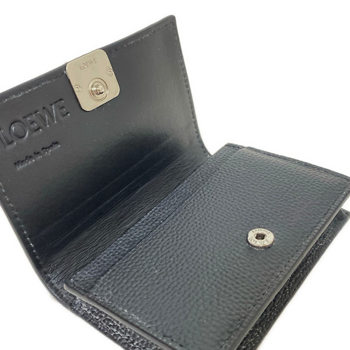 ロエベ カードケース 名刺入れ レディース アナグラム LOEWE 中古 中古】LOEWE ロエベ カードホルダー アナグラム ペブルグレインカーフ  ブルー系 カードケース 名刺入れ コンパクトケース 小物 SV金具 レザー レディース メンズ ユニセックス 【ブランドギャラリー東 ... LOEWE ブラック レザー 名刺入れ