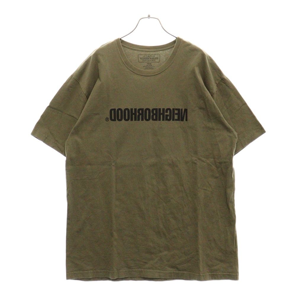 NEIGHBORHOOD (ネイバーフッド) 反転ロゴ プリント 半袖Tシャツ カットソー カーキ
