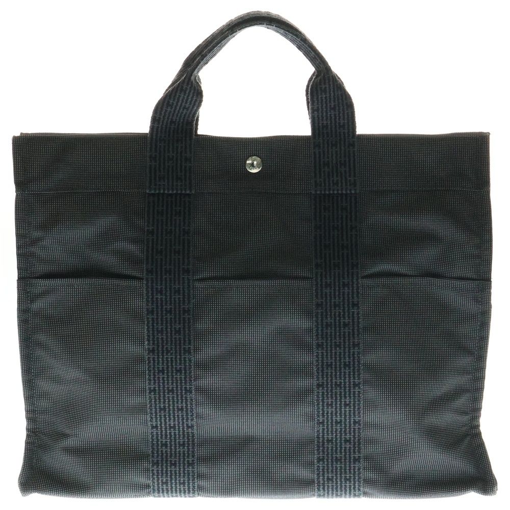HERMES エルメス エールラインGM ナイロンキャンバス トートバッグ シルバー金具 グレー