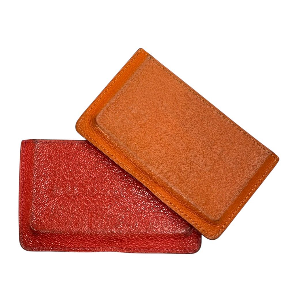 HERMES エルメス ポルクロール カードケース パスケース 2点セット オレンジ×レッド メンズ レディース 古着