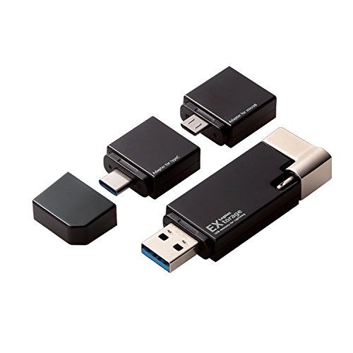 ロジテック ライトニング USBメモリ 64GB microB/タイプC変換アダプタ付 かんたんバックアップ LMF-L