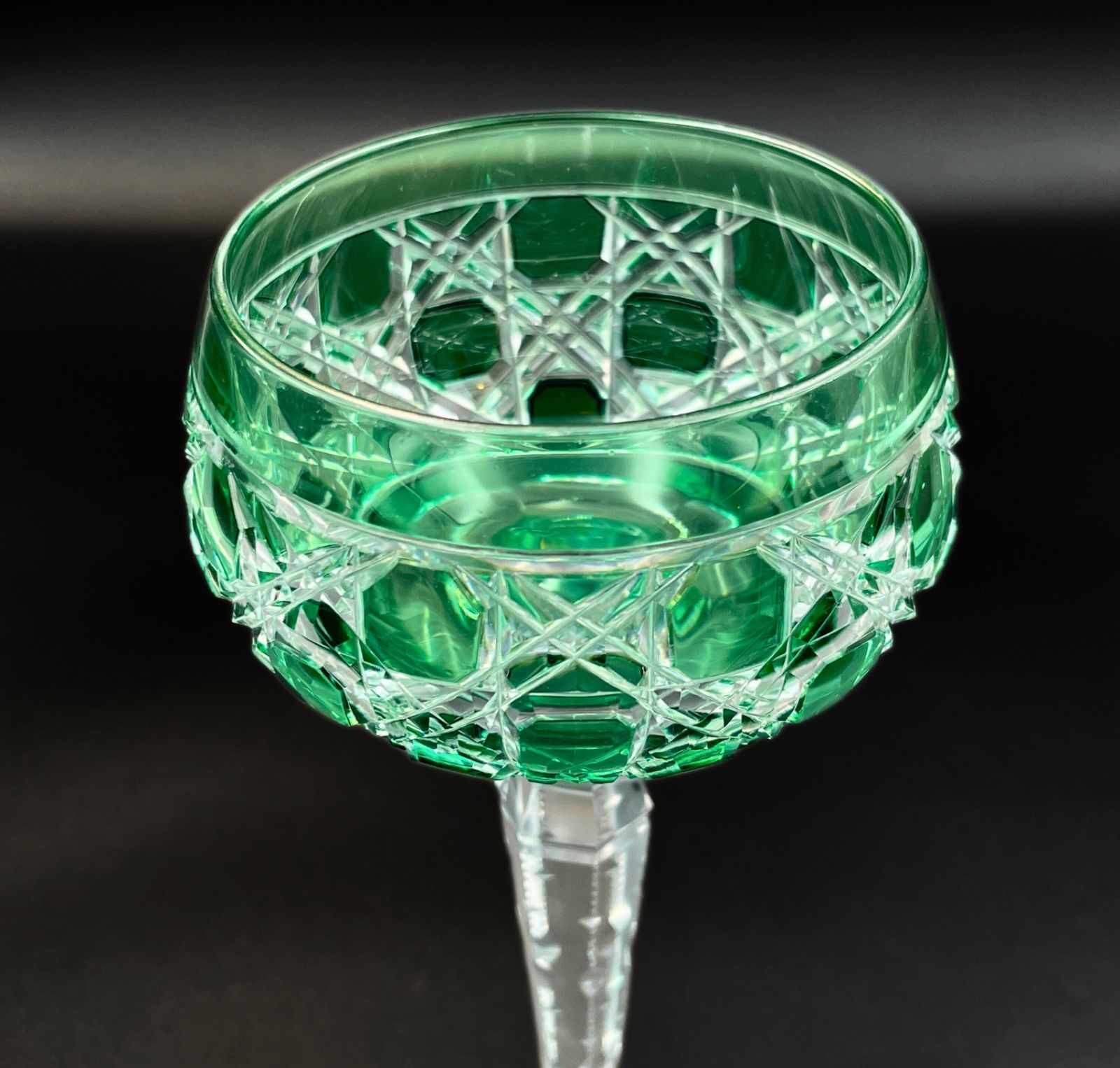 Baccarat バカラ クリスタルガラス グリーン被せ 超細密ダイヤモンドカット アンティーク 1880年頃 M047 MERCADOAVALIA_COM_BR