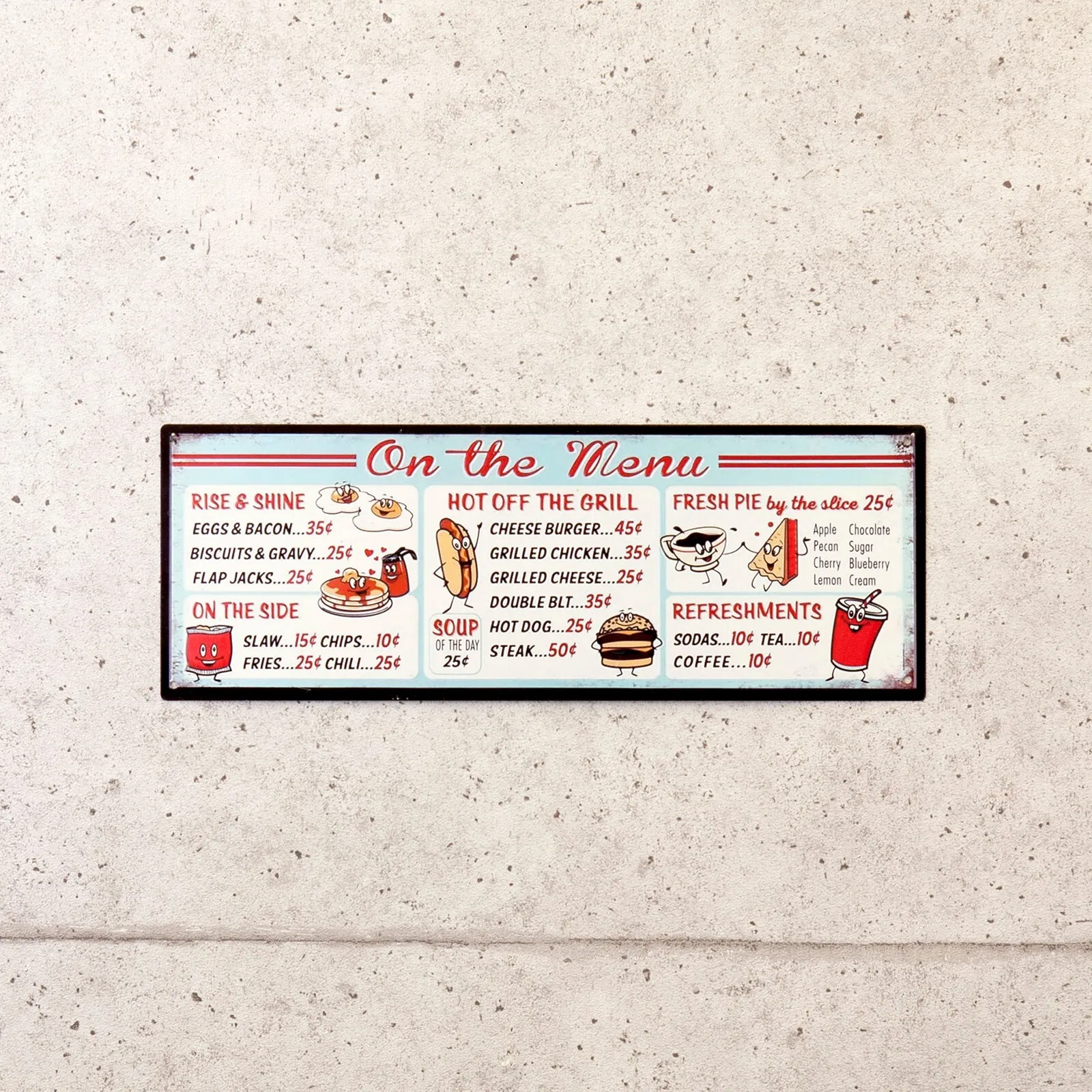 3014》新品 レトロ ブリキ看板 ☆On the Menu☆ アメリカンダイナー