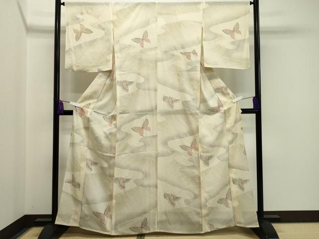 平和屋着物＊夏物 小紋 絽 舞蝶文 正絹 逸品 未使用 DAAT4197du