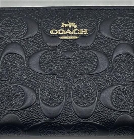 COACH コーチ 新品 ブラック メンズ レディース 長財布 黒 財布 064