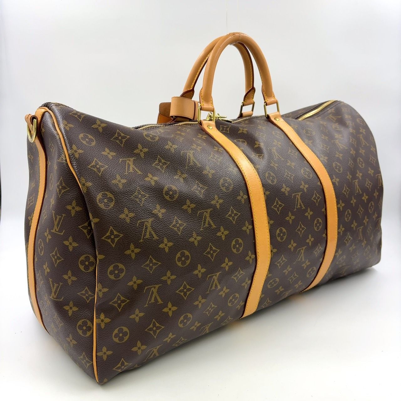 LOUIS VUITTON キーポル60 モノグラム モノグラム レザー×PVC ブラウン ボストンバッグ ゴールド M41422