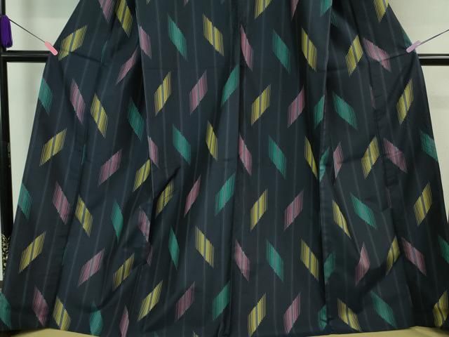 平和屋着物□極上 正絹絣 きじま銘仙 紬 単衣 木島織物謹製 証紙付き  