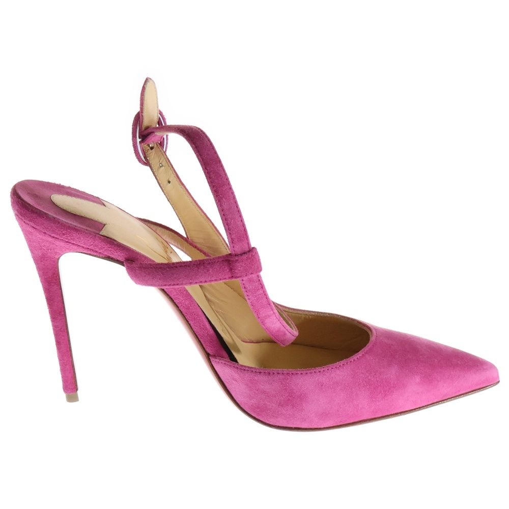 JENLOVE スエードアンクルストラップヒールパンプス