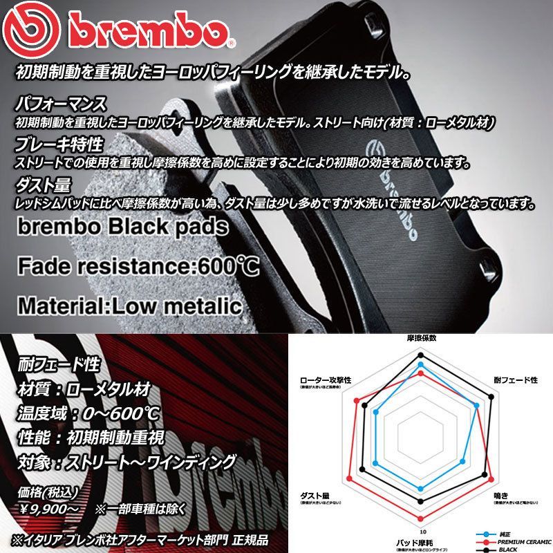 ブレンボ(BREMBO) ブレーキパッド フロント ブラック ポルシェ 911