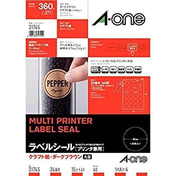 【中古-非常に良い】 エーワン ラベルシール クラフト紙 ダークブラウン 丸型 24面 15シート 31745