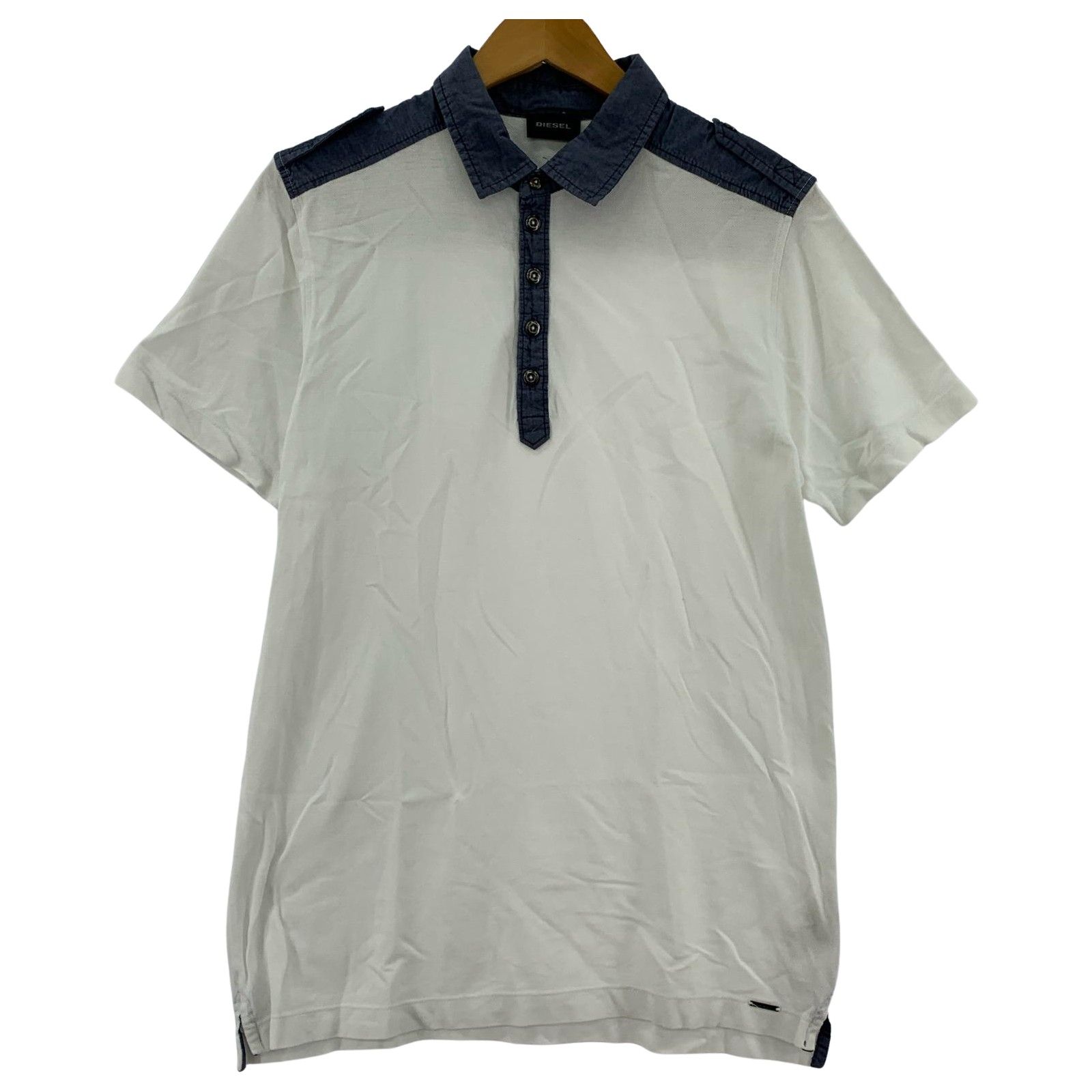 DIESEL ディーゼル 半袖ポロシャツ sizeS/ホワイト×ネイビー