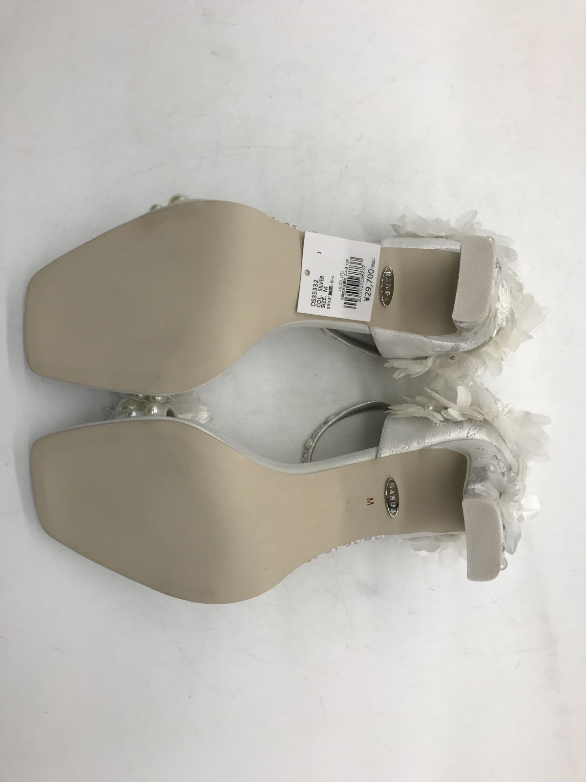 01-524 ♥ RANDA LUXURY ITEM パール ビジューフラワーストラップサンダル Mサイズ 23.5cm相当 ランダ フラワー 9044 KIN-KAAI_COM