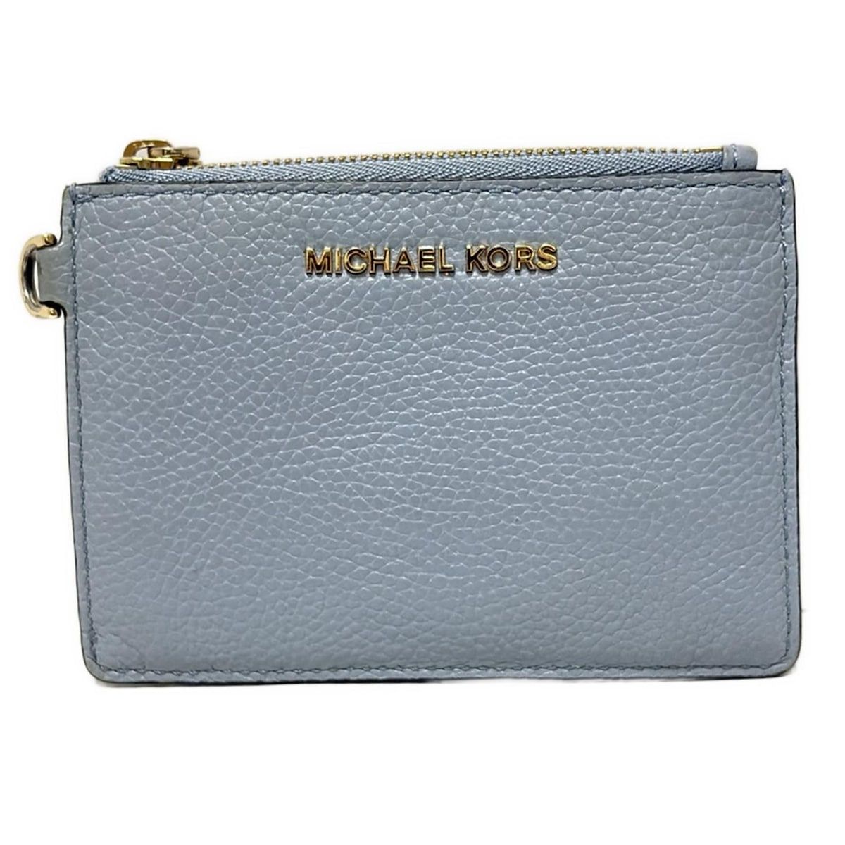 MICHAEL KORS マイケルコース コインケース - ブルーグレー キーリング付き|パスケース付き レザー