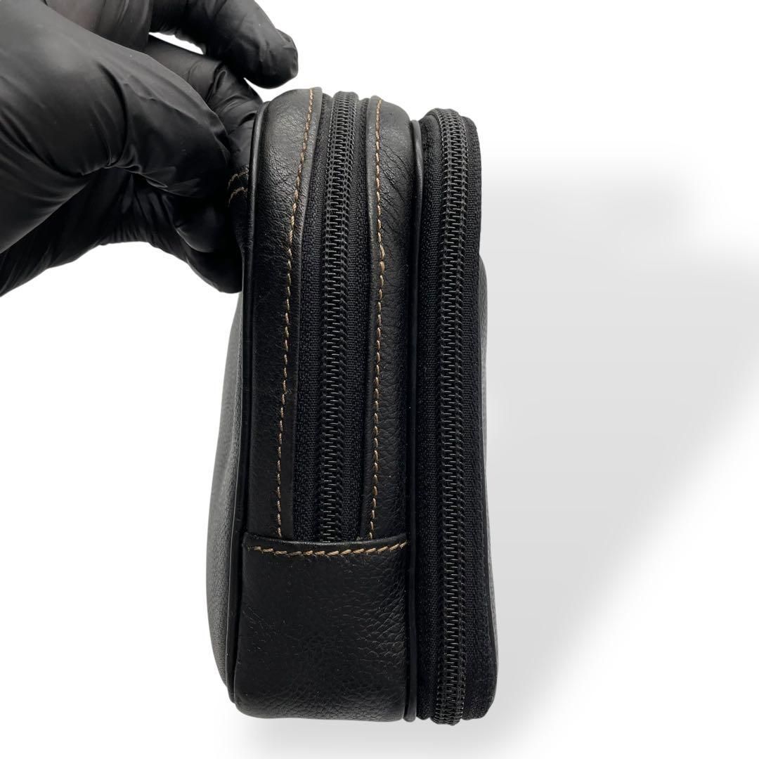 美品 Dunhill ゴールド金具 レザー クラッチバッグ ブラック