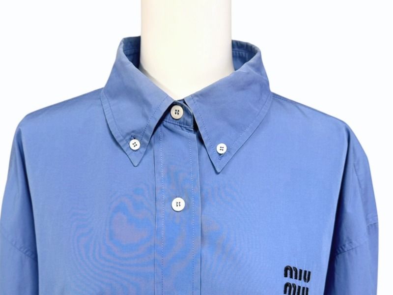 ミュウミュウ　ボタンダウンシャツ　36サイズ MIUMIU (ミュウミュウ) 裾カットオフ ボタンダウン ボックス