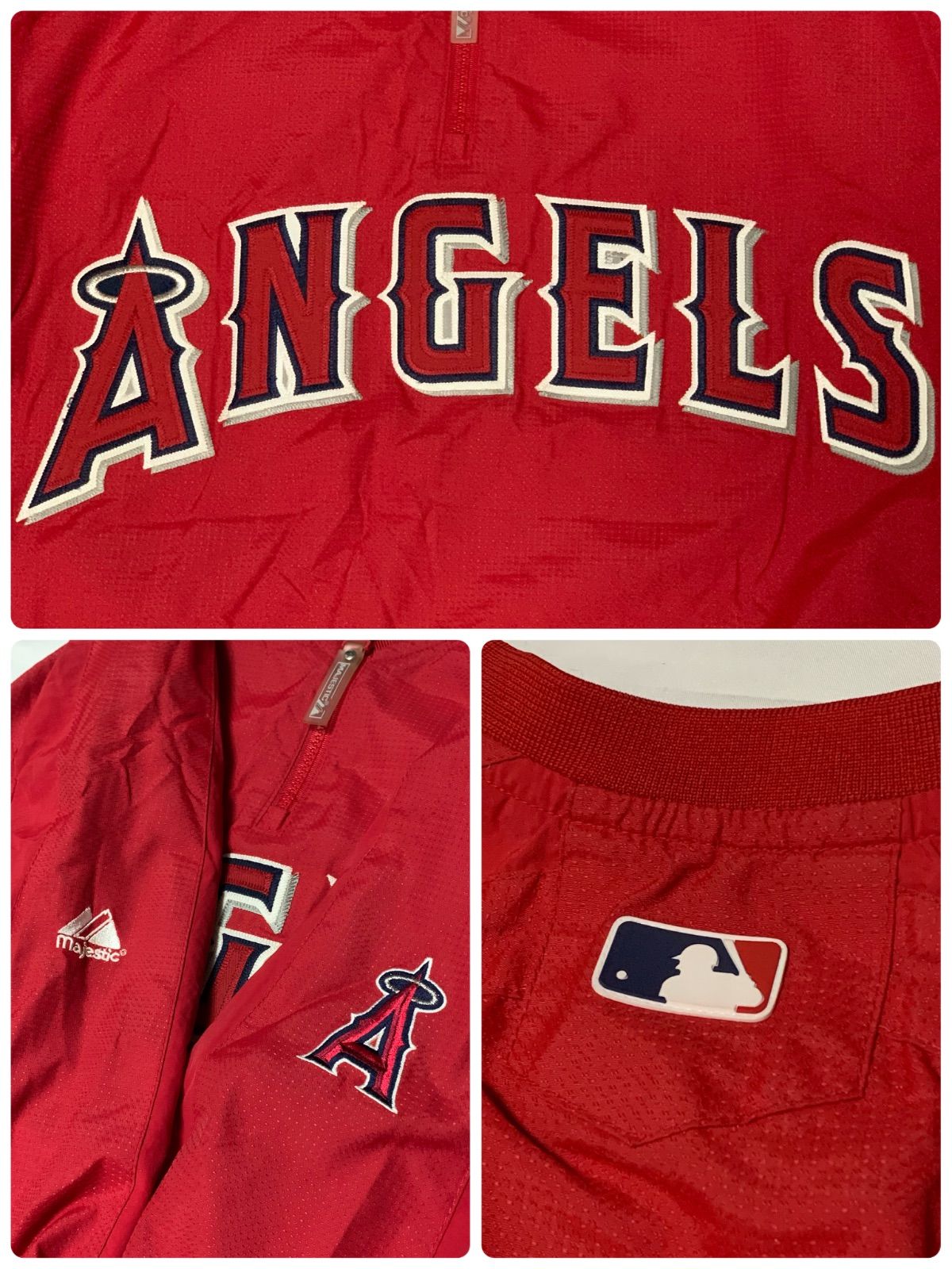 00s Majestic “LOS ANGELES ANGELS” Half Zip Nylon Pullover Shirt