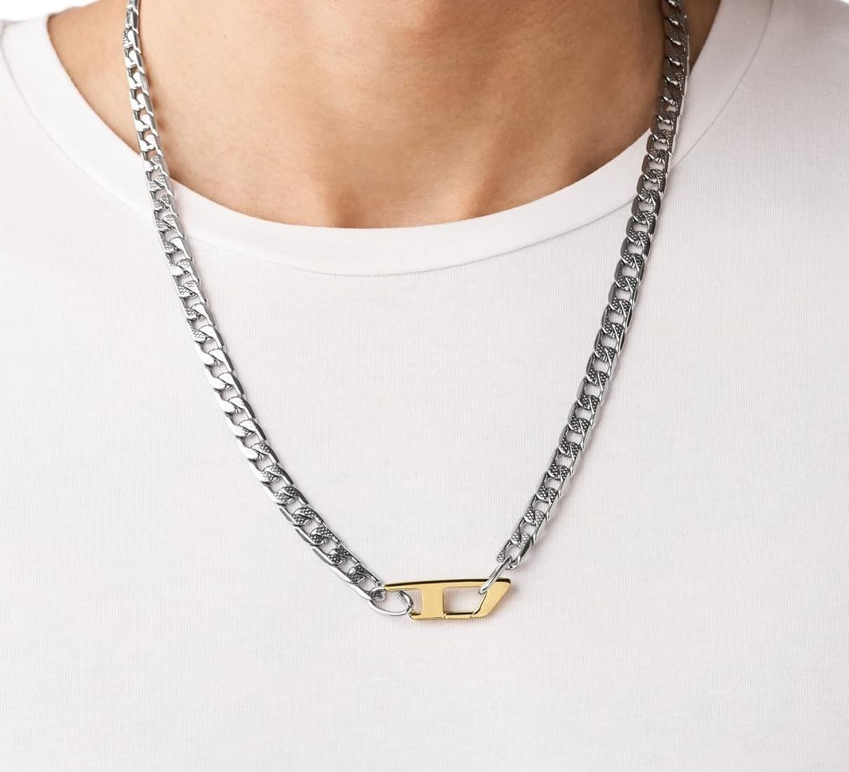お歳暮 人気 オシャレ DIESEL ディーゼル ネックレス メンズ ステンレス Dロゴ アクセサリー