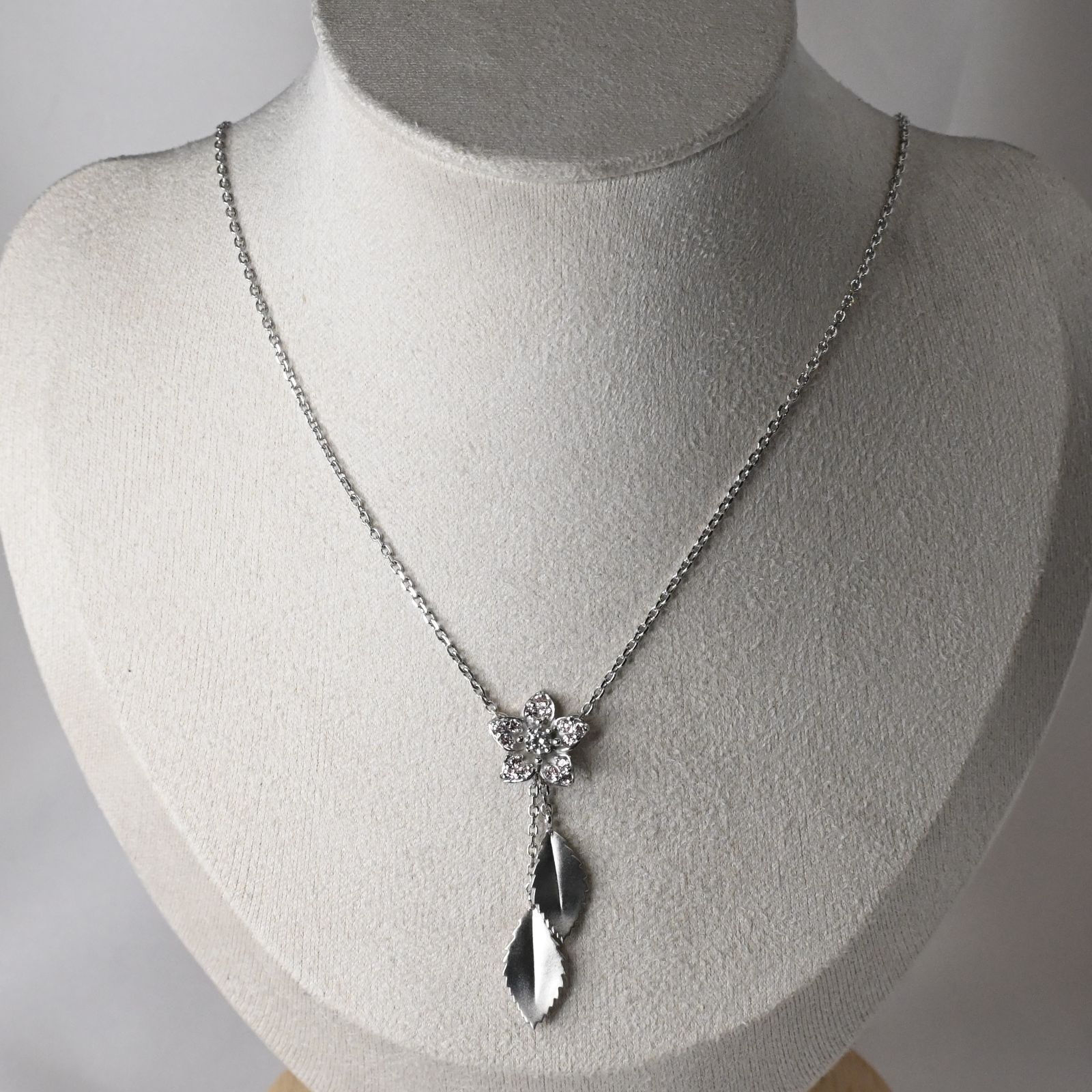 研磨済】STAR JEWELRY フラワー ネックレス シルバー925 チェーン40cm 
