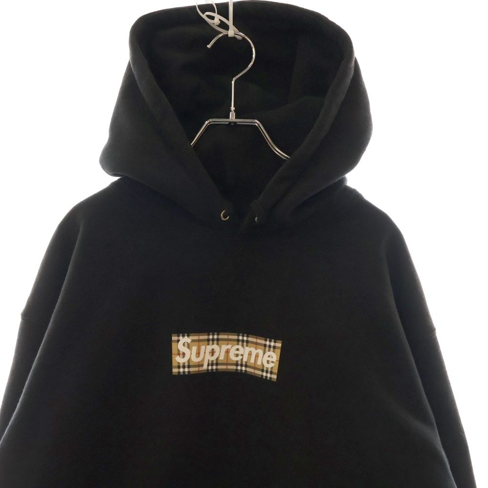 希少☆ SUPREME X Burberry ボックスロゴパーカー SS22 Supreme Burberry Box Logo Hoodie SS22 Black size Medium