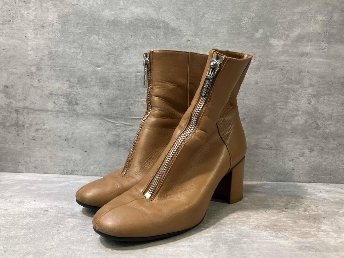 HERMES ジップアップブーツ ロングブーツ サイズ38 ブラウン エルメス
