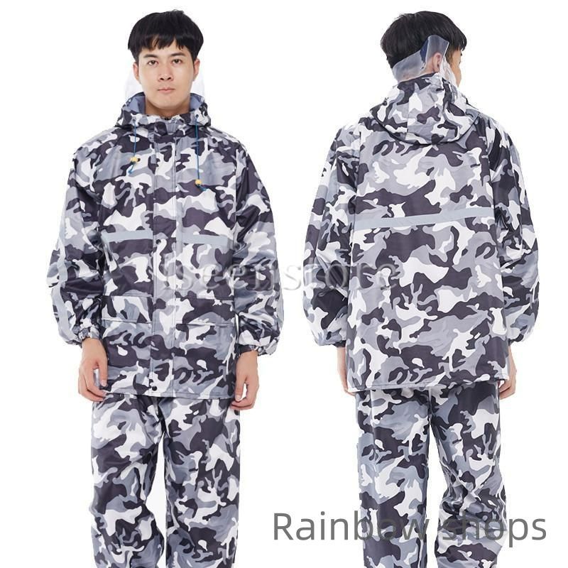 【値下げ中‼️】迷彩 雨具 カジメイク 撥水加工 男女兼用 迷彩ヤッケ M～LL (雨具 カッパ