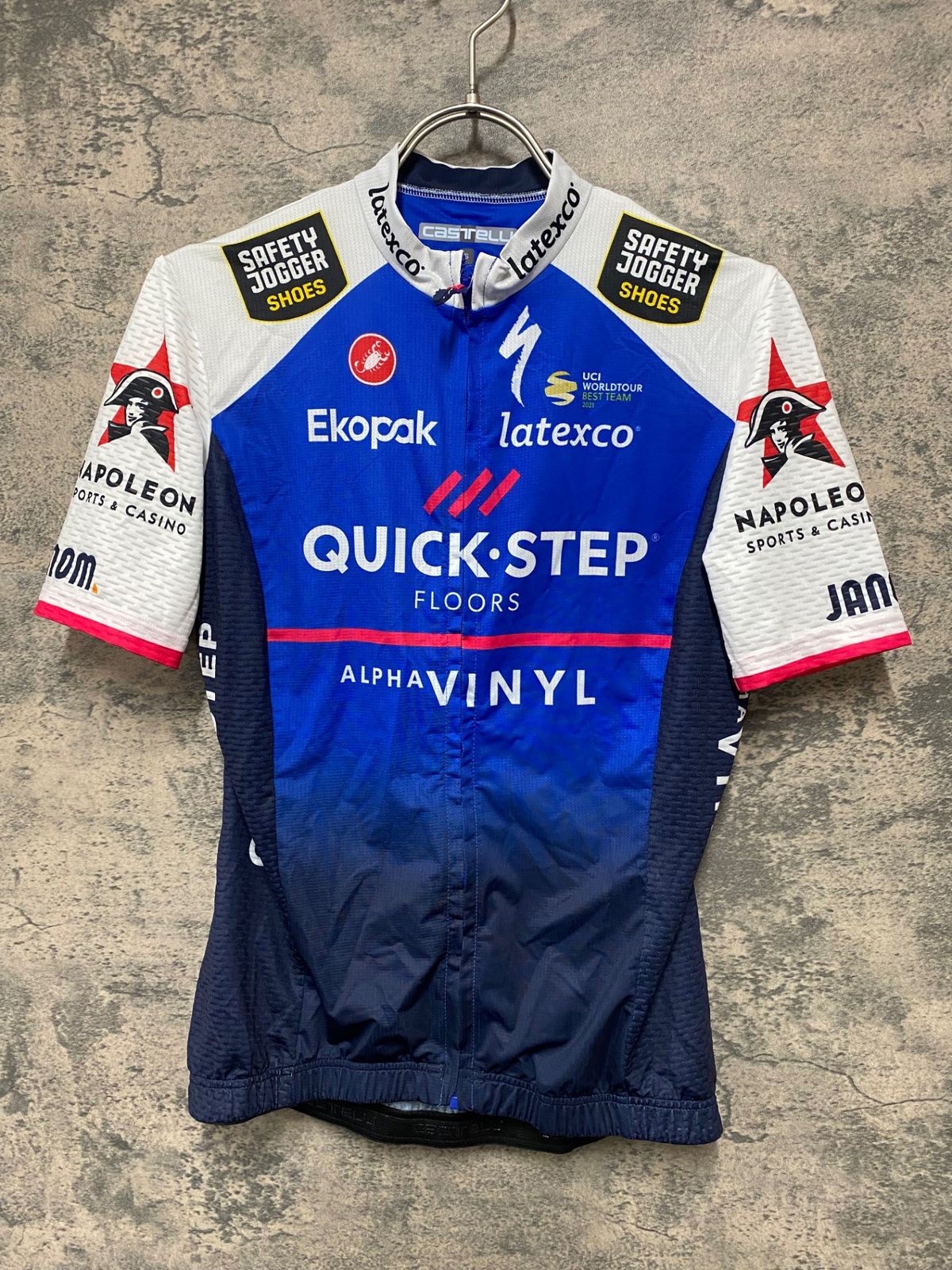 JJ821 カステリ CASTELLI 半袖 サイクルジャージ 青 S QUICK STEP