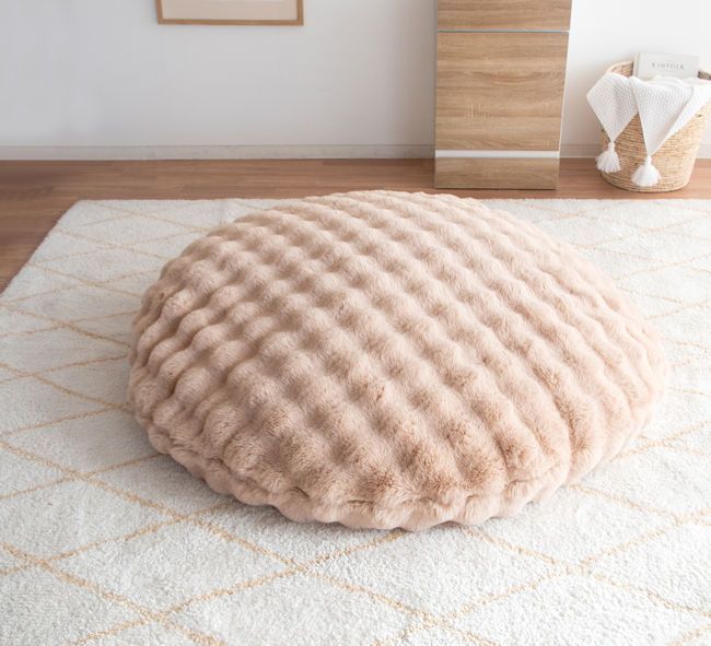 マイクロファイバー生地ビーズクッションソファ もこもこ座椅子