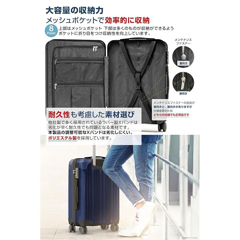 VELSKYF 客室乗務員監修 スーツケース キャリーケース キャリーバッグ 機内持ち込み キャスター交換 日本企業企画 一部パーツ無期限メーカー TSAダイヤルロック ダブルキャスター Sサイズ 1-3泊 2.8kg 37L ネイビー 濃紺 0 DECORATOM_COM_BR
