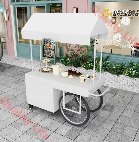 北欧風アイアン花車 屋台車 ショッピングモールのプロモーション用 引き出し付きキャビネット 移動式販売車 アウトドア展示販売車 140CM