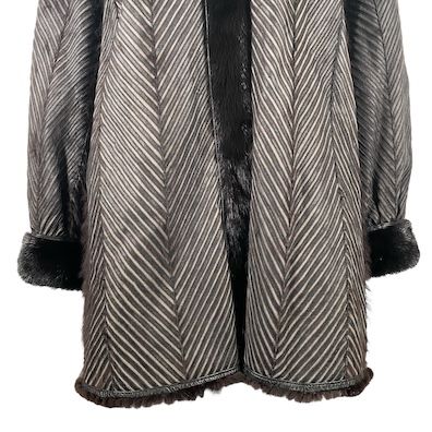 ミンクコート リバーシブル リアルファー 毛皮 MINK レザー 黒 ブラック M GULLKHAN_COM