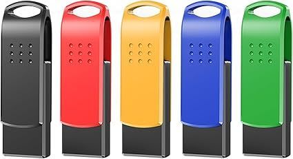 KEXIN USBメモリ 32GB 五個セット USB2.0 フラッシュドライブ 高速データ転送 大容量 読取最大12MB/秒 フラッシュメモリ USBメモリースティック 回転設計 Windows PCに対応 （ブラック、赤、ブルー、緑