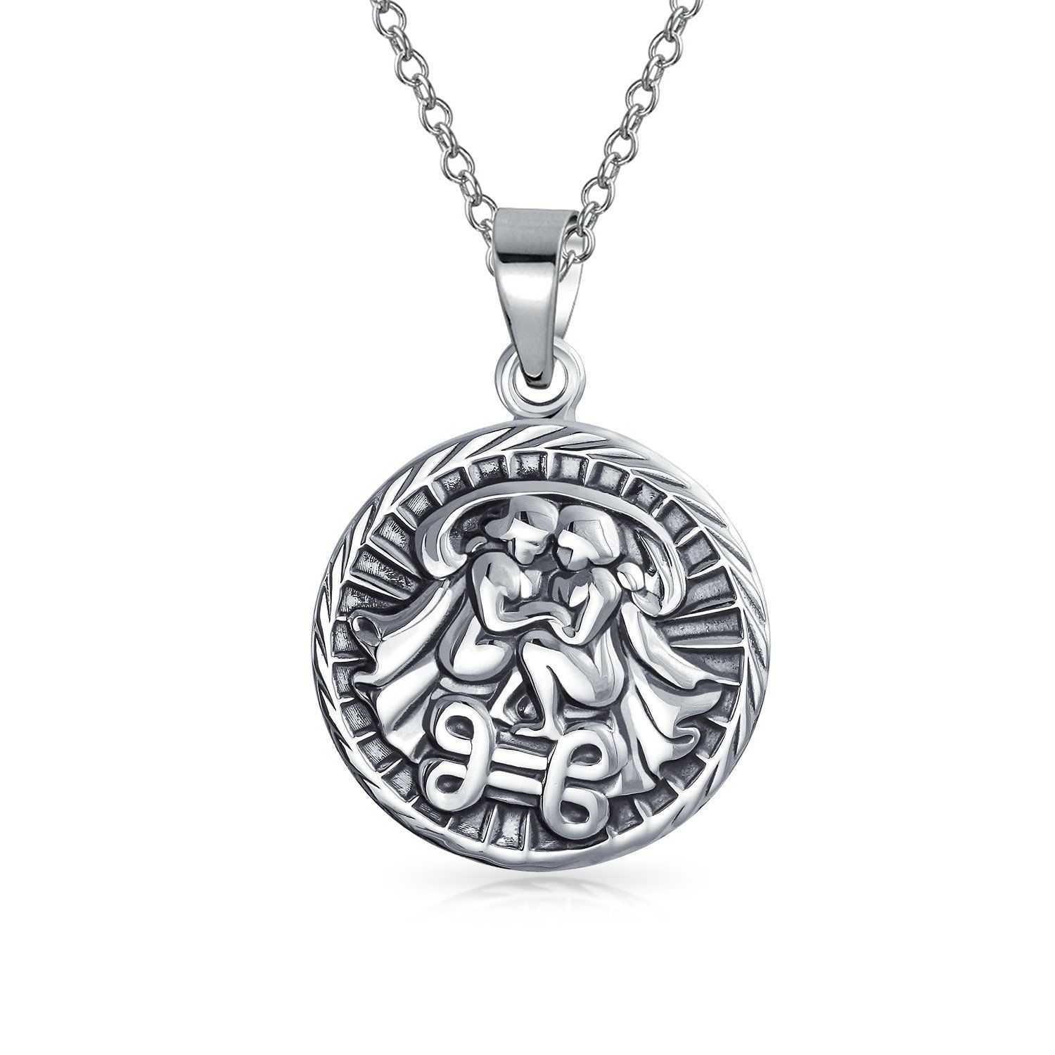 【数量限定】[Bling Jewelry] 男性女性のための占星術のホロスコープディスクメダリオンペンダント干支ネックレスは、すべての星座.925スターリングシルバーをアンティークの