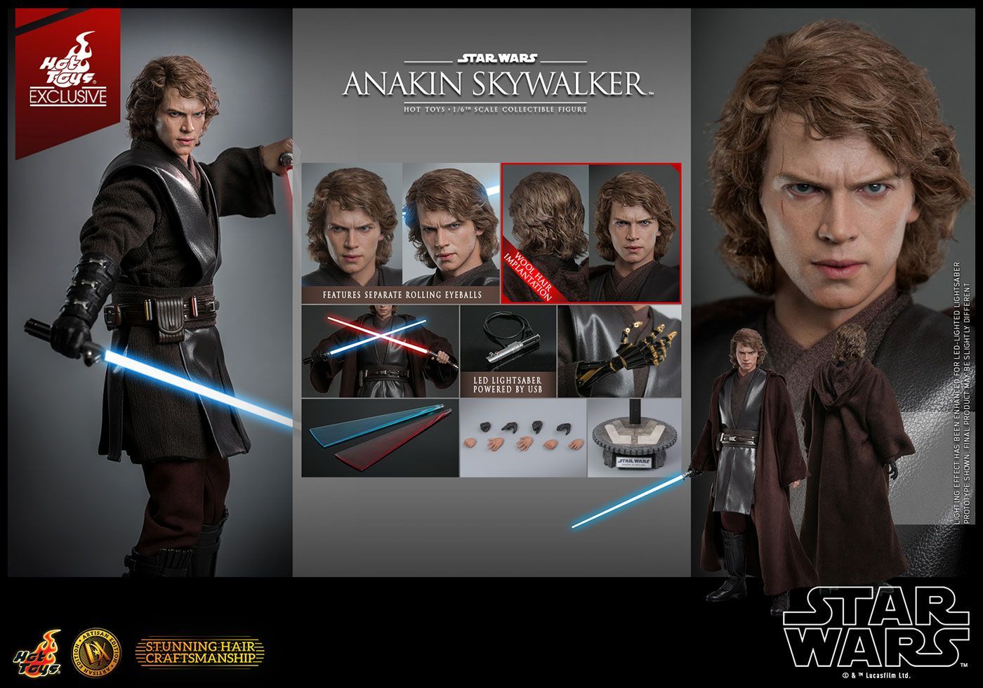 ホットトイズ 1|6 スター ウォーズ アナキン スカイウォーカー 植毛ヘッド付き イベント DX34AE Anakin Skywalker HOTTOYS