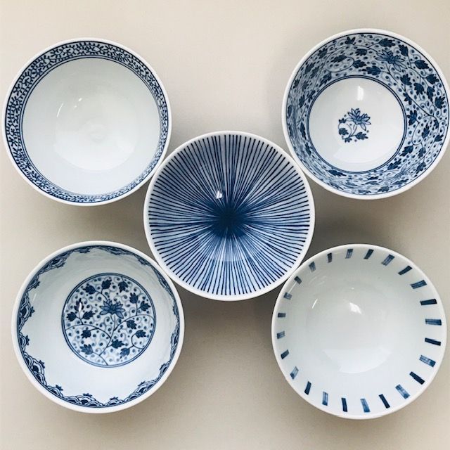 5枚価格】有田焼 染付絵変り飯碗揃 11.7×H6.0 小鉢 お茶碗 プレゼント