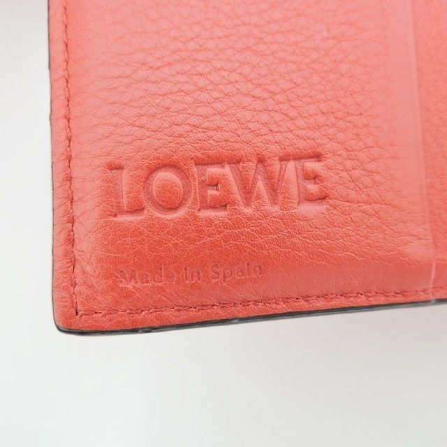 LOEWE(ロエベ) 2つ折り財布 コンパクトジップウォレット ピンクレッド×ボルドー ソフトグレインカーフ